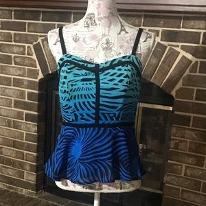 Blue Peplum Tank Top